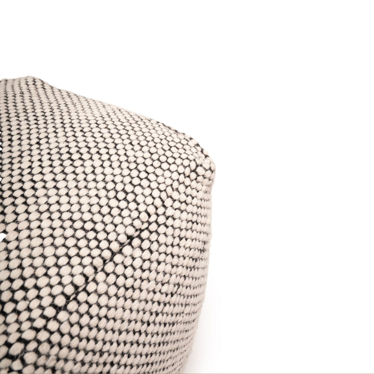 Atcham Wool & Cotton Ottoman Stool - Black/Natural