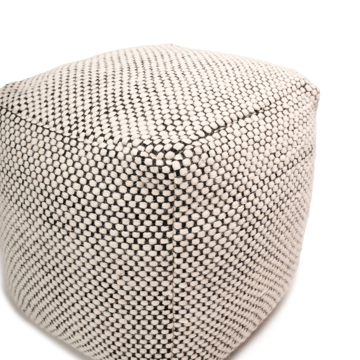 Atcham Wool & Cotton Ottoman Stool - Black/Natural