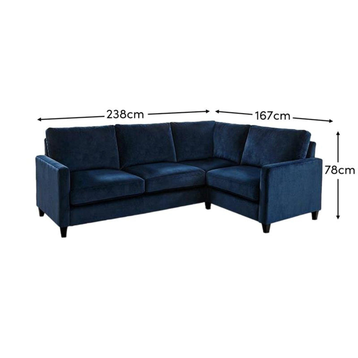 Ava Left L Shape Sofa - Ink with Black Oak Legs - Laura James