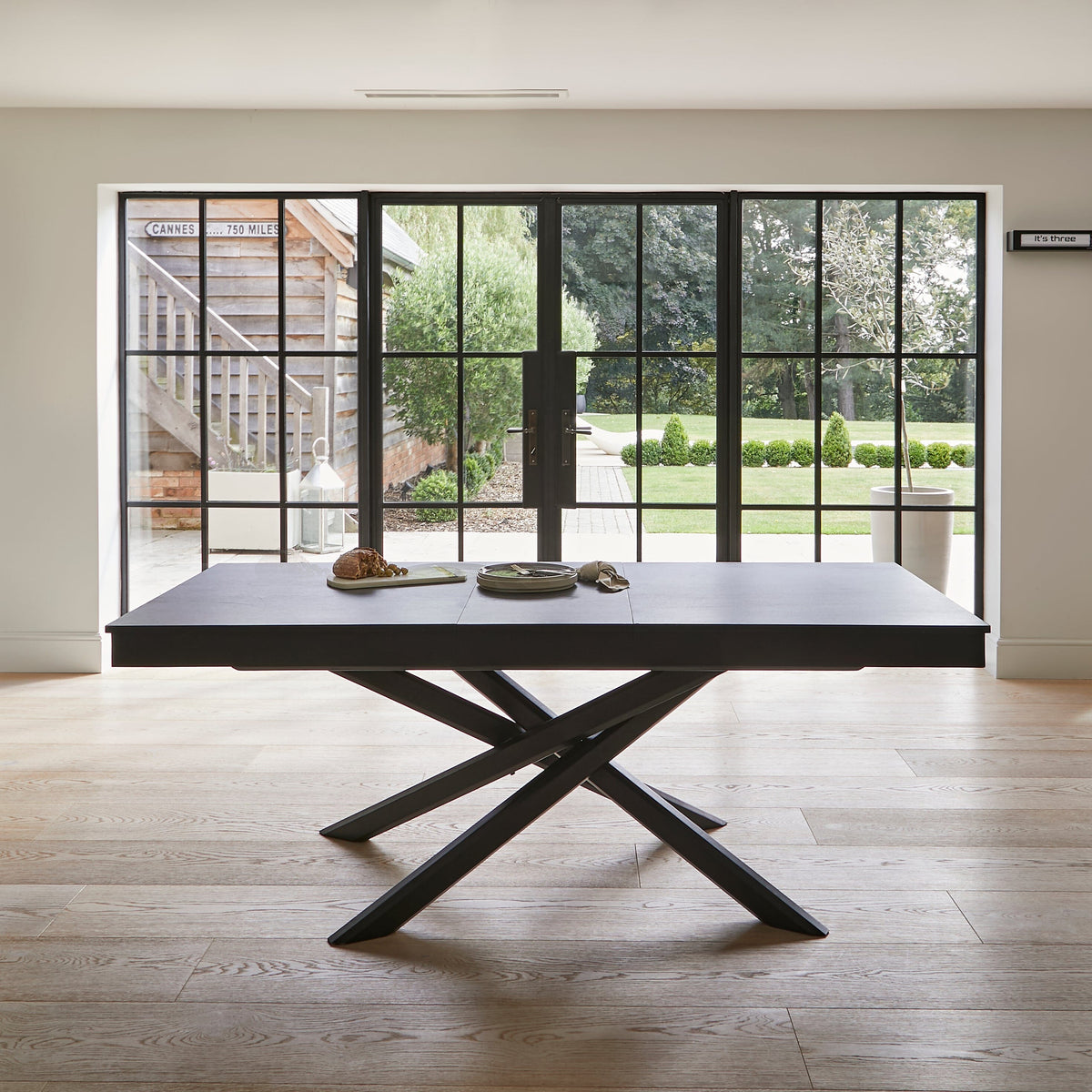 Amelia Black Extending Dining Table Set - 6 Seater - Marilyn Burgundy Red Dining Chairs - Black Legs