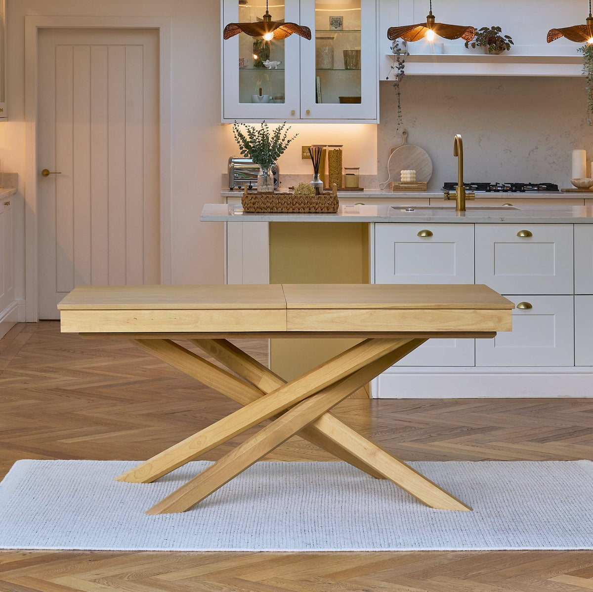 Amelia Pale Oak Wood Dining Table - Extendable - Laura James