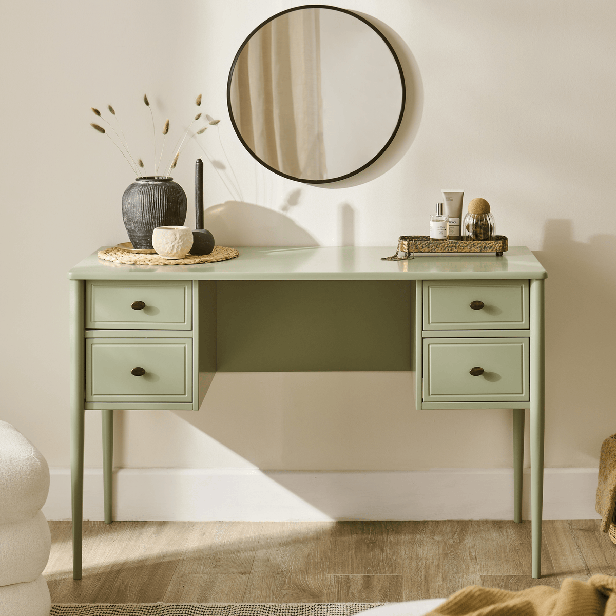 Aubrey Pistachio Green Dressing Table with Drawers