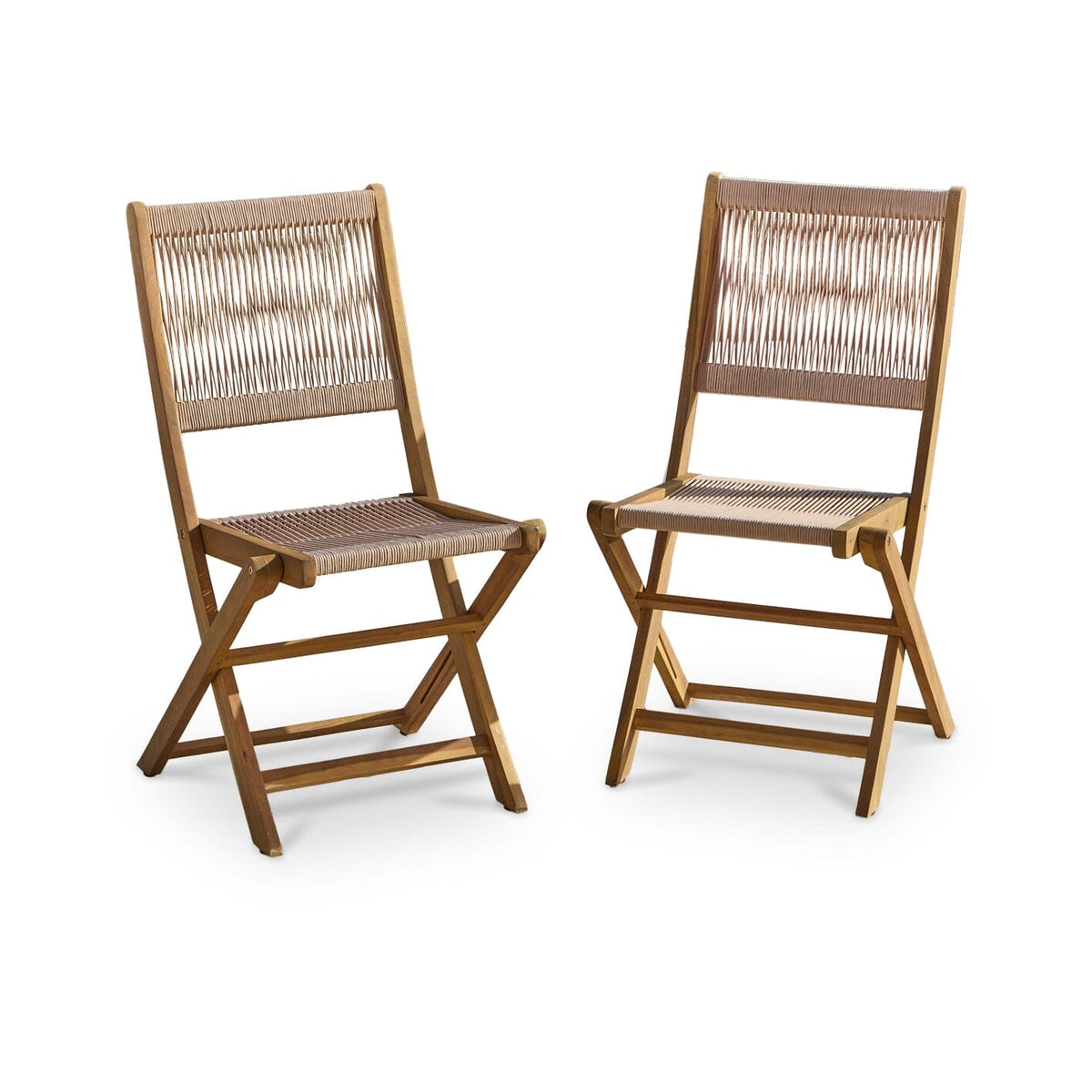 Cove Whitewash Rope Chair with Natural Rope - Set of 2