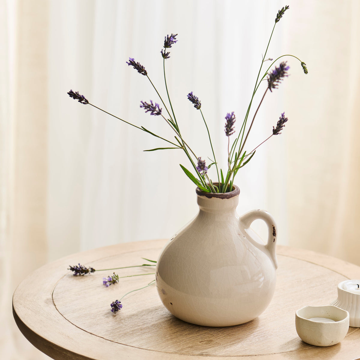 Corsino 16cm Ceramic Vase - Handle - Off White
