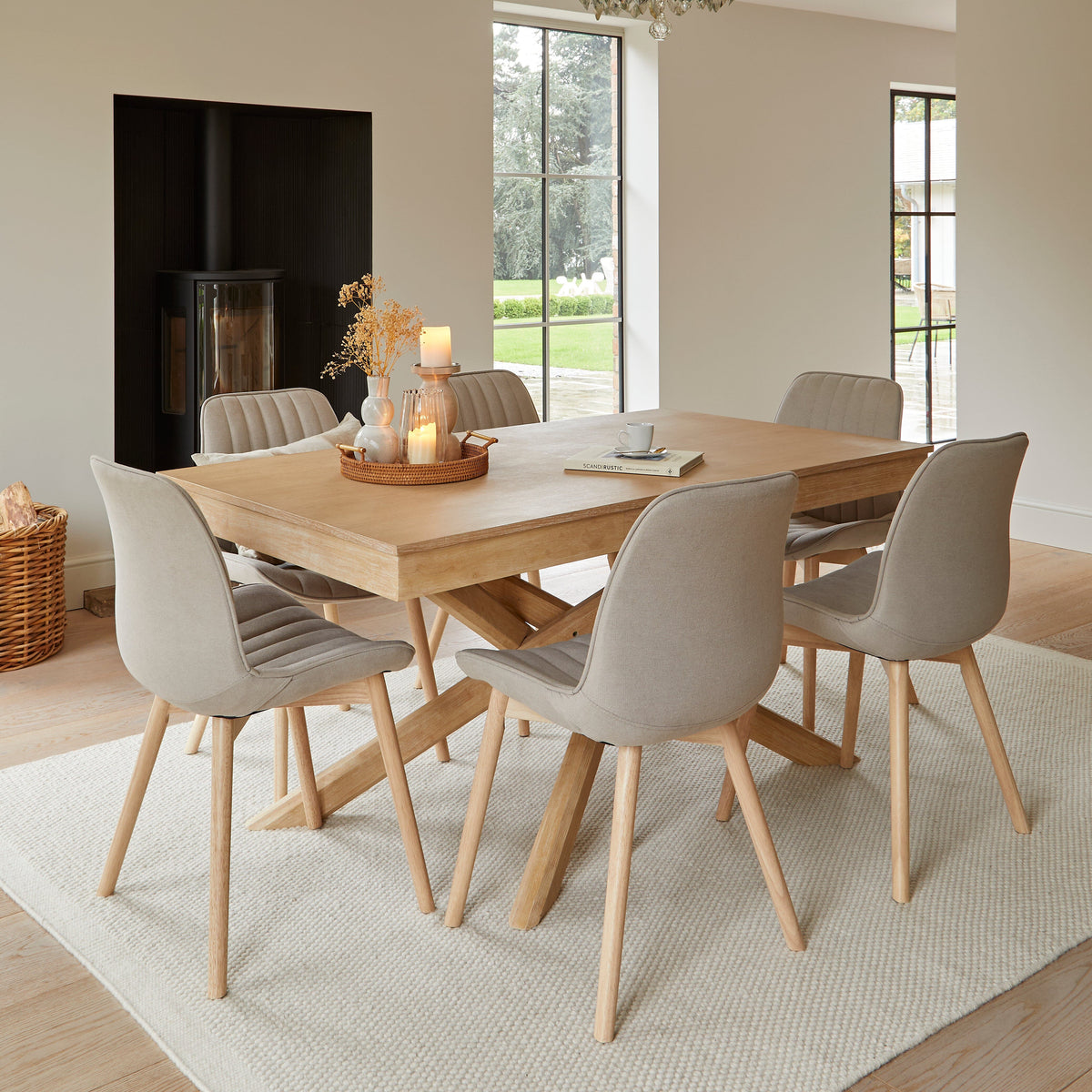 Amelia Whitewash Wood Dining Table - Non Extendable - Black Legs