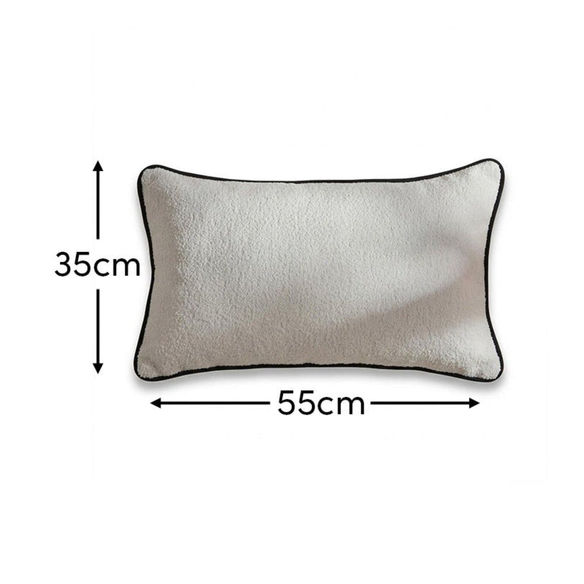 Elsham 35x55cm Scatter Cushion Cover - Chalk White Boucle with Jet Black Velvet Piping - Laura James