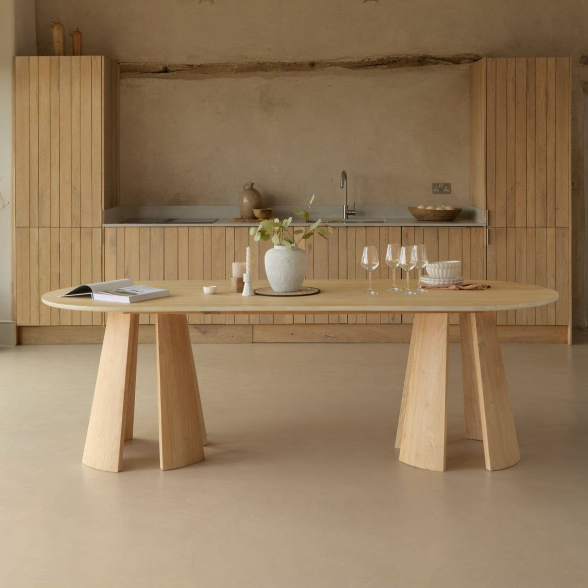 Farren Whitewash Oak Oval Dining Table - Laura James
