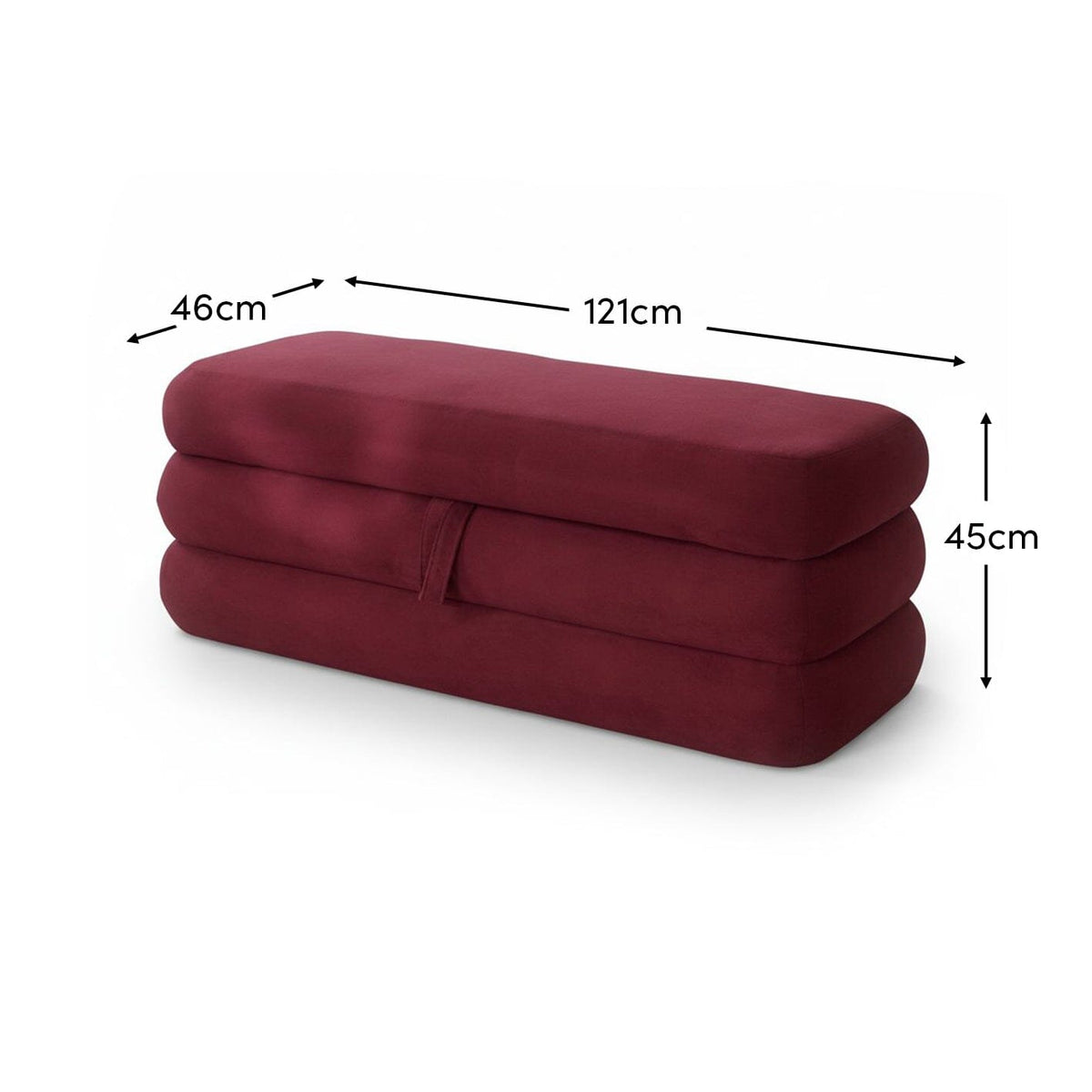 Fleur Storage Ottoman - Burgundy Red - Laura James