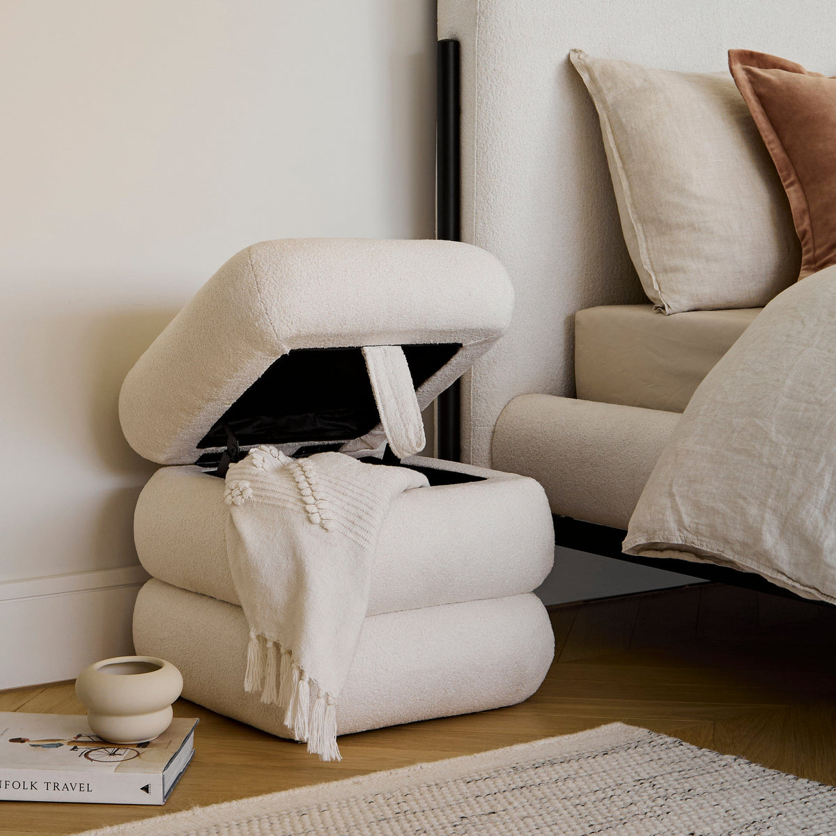 Fleur Boucle Footstool - Laura James