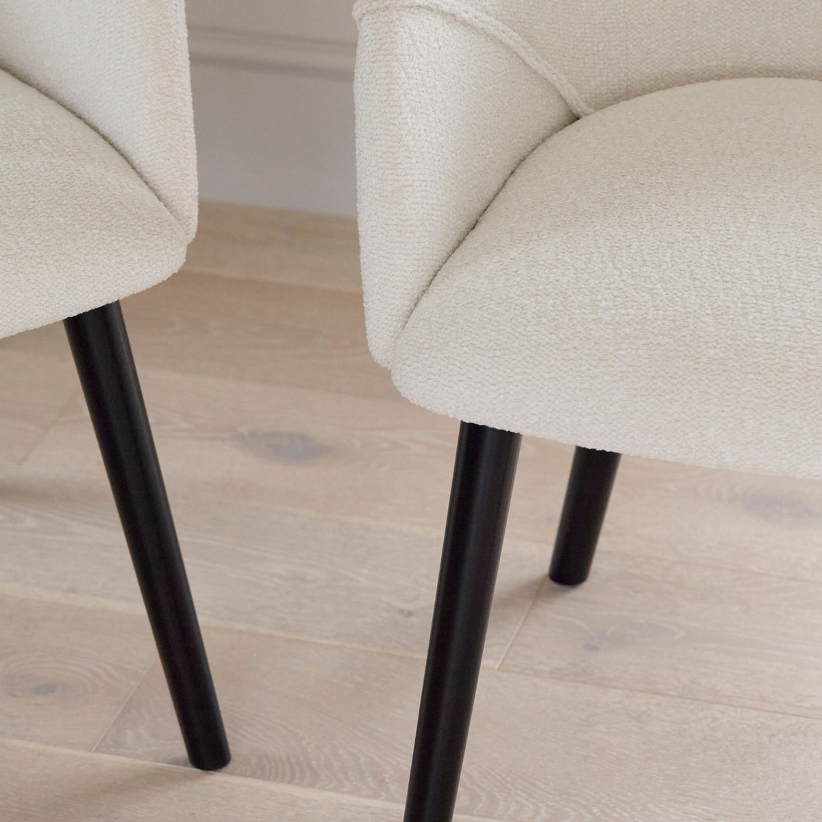 Freya Boucle Armchairs with Black Legs
- Laura James
