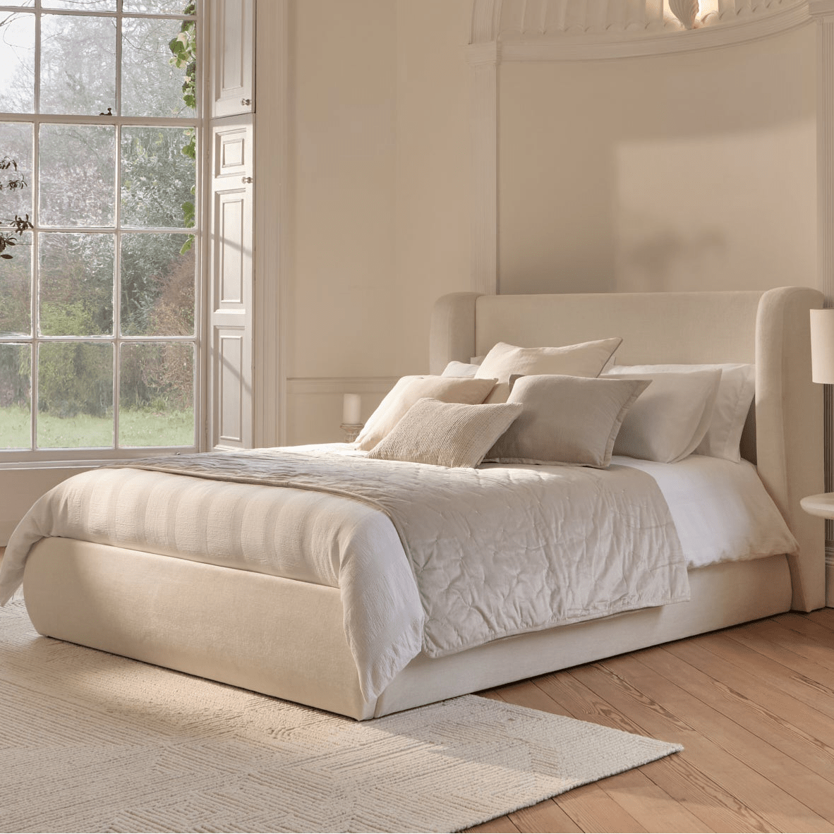 Hannah King Ottoman Bed - Oyster White