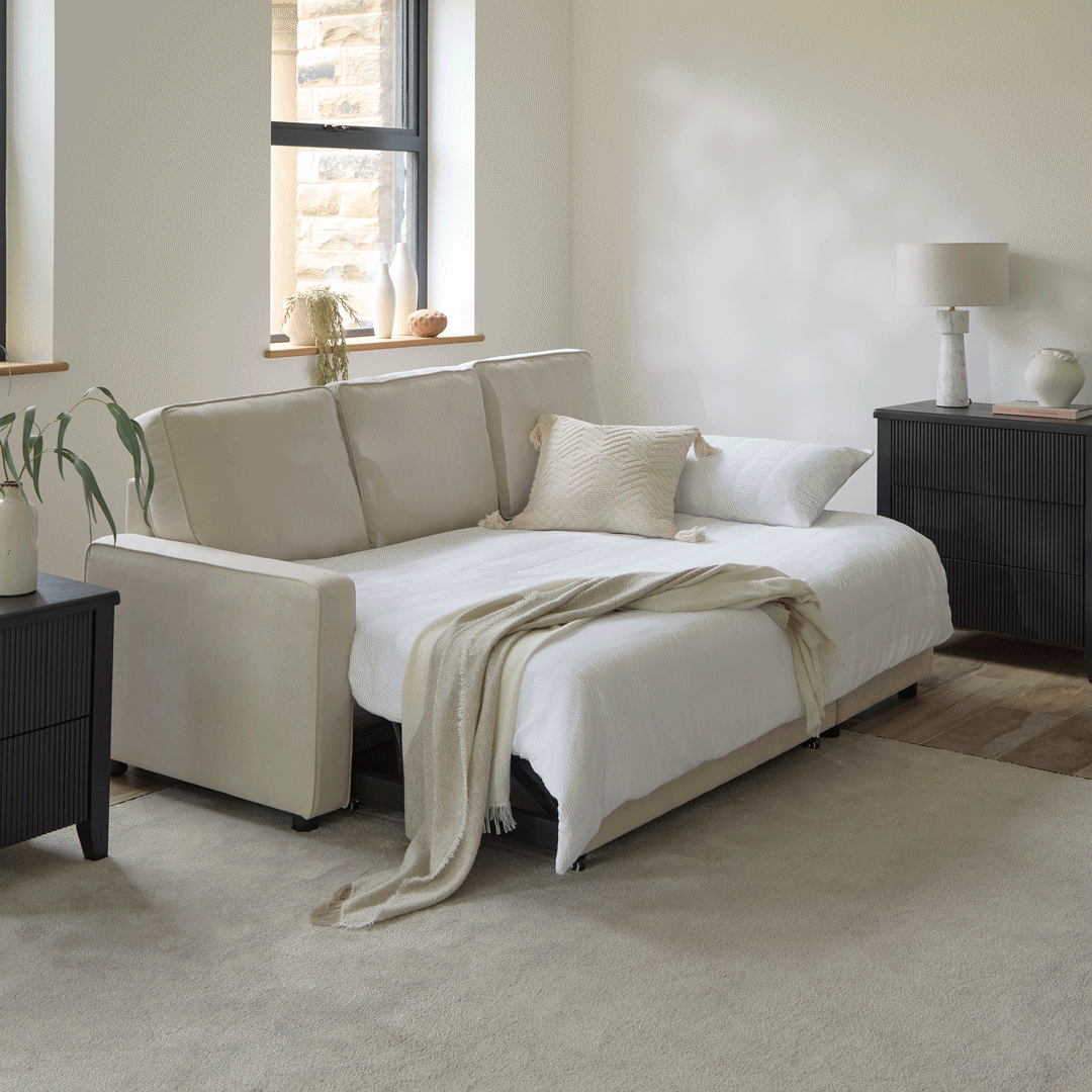 Hugo Corner Sofa Bed with Storage - White