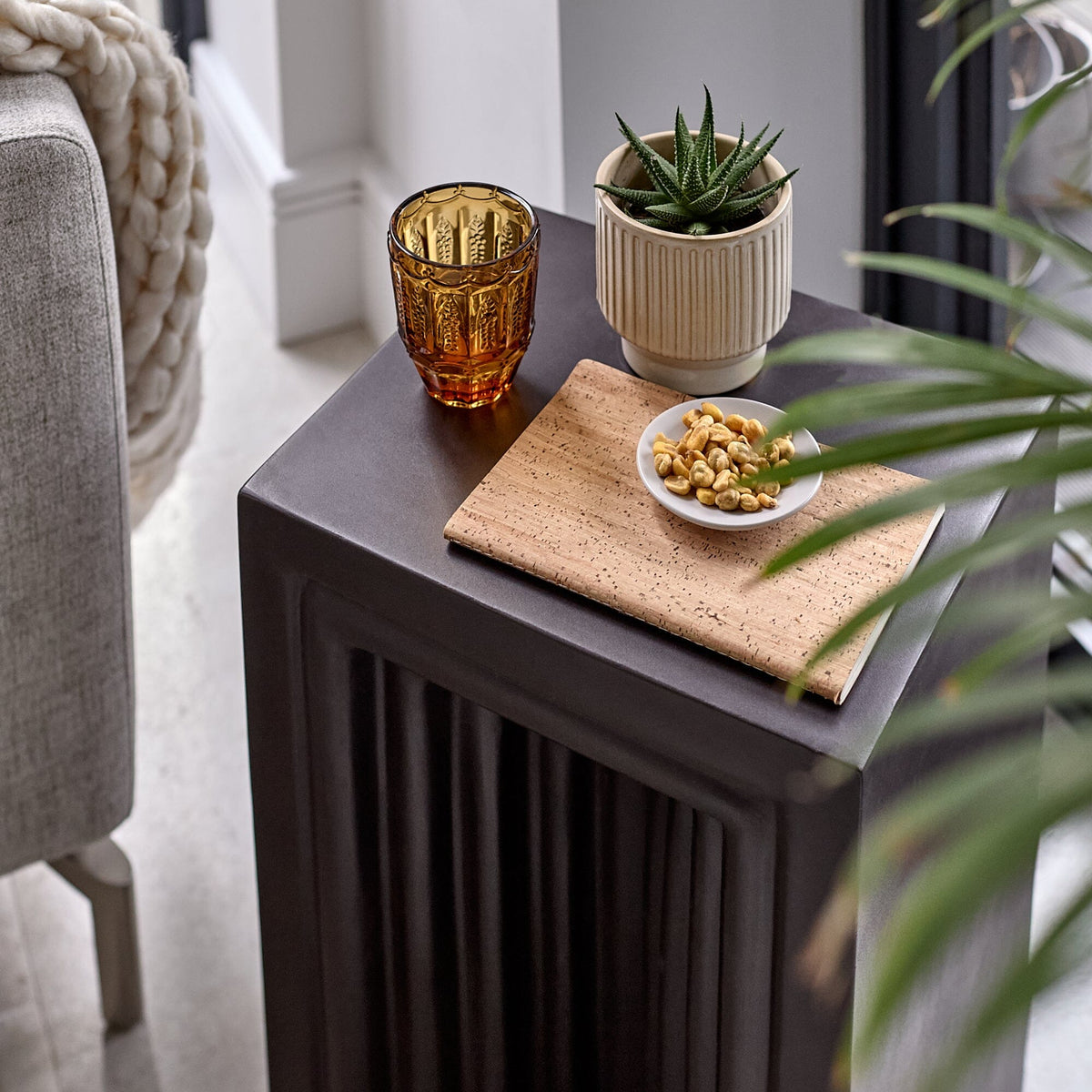 Karasi Concrete Rectangular Side Table - Black - Laura james