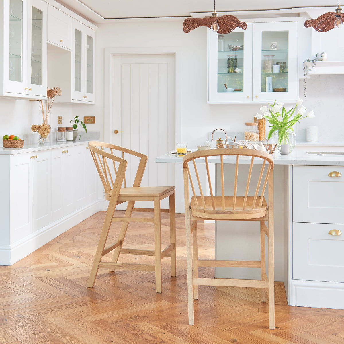 Mabel Pale Oak Bar Stools - Set of 2 - Laura James