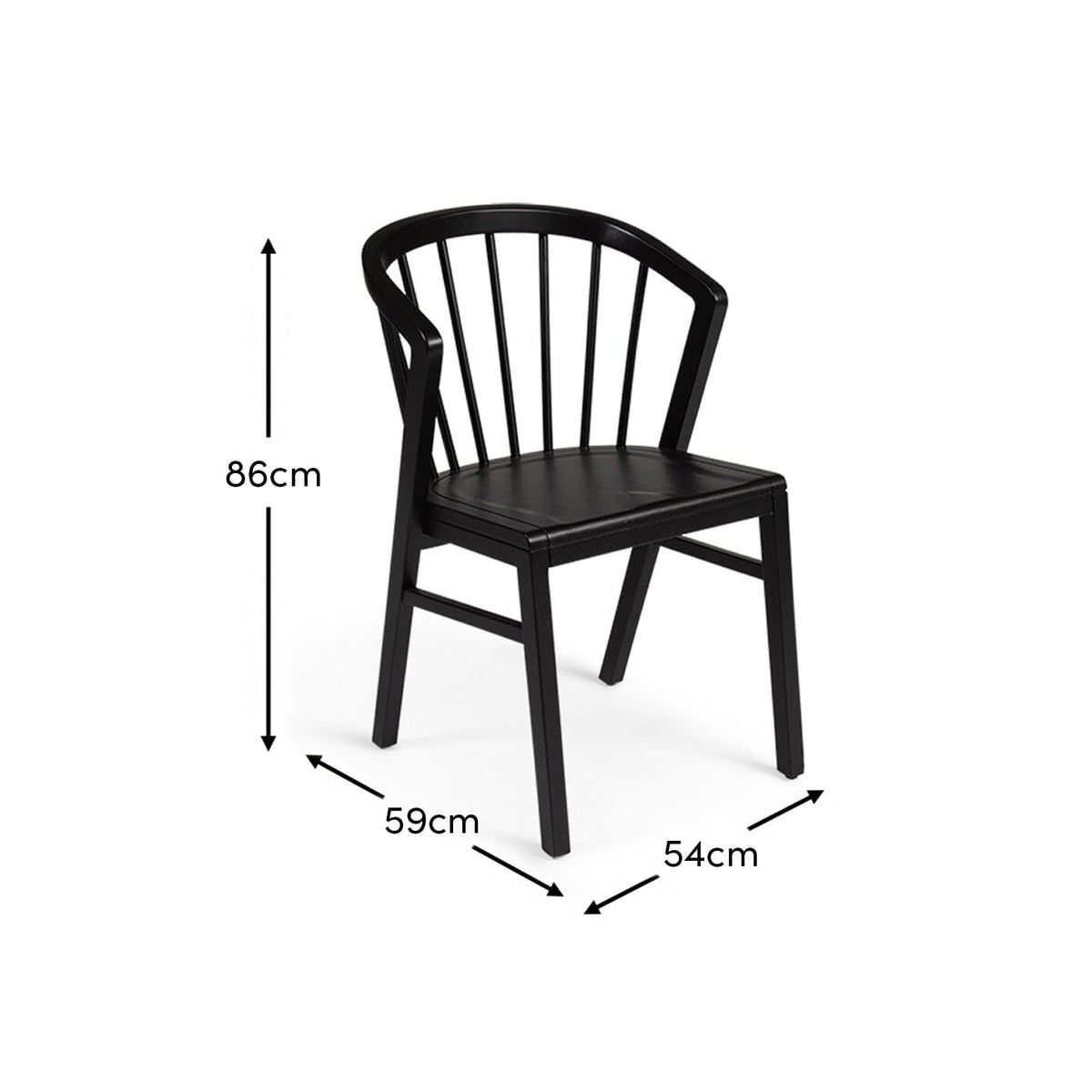Wooden Spindle Dining Chairs Set of 2 - Black - Laura James