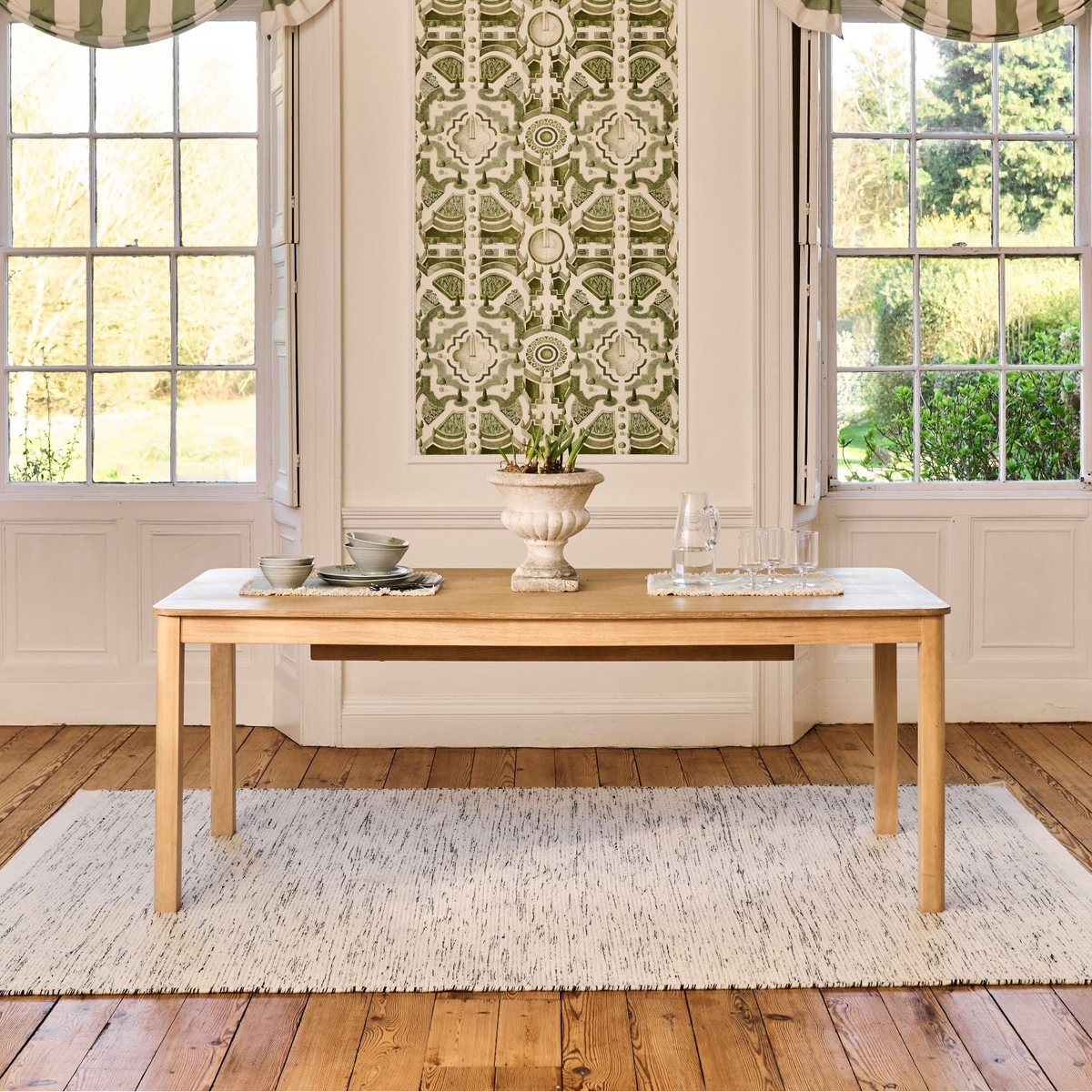 Noah Whitewash Oak 10 Seater Extending Dining Table