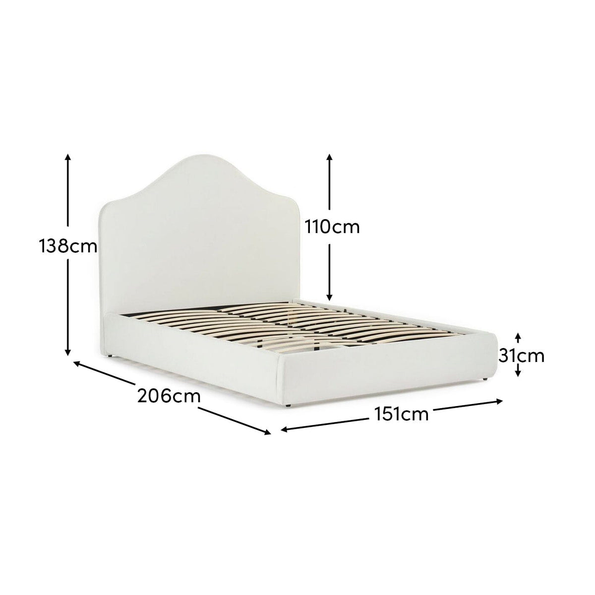Odette Double Ottoman Bed - Ivory - Laura James