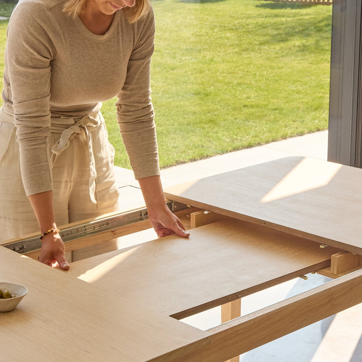 Paul 118-158cm Extending Dining Table - Whitewash Oak - Laura James