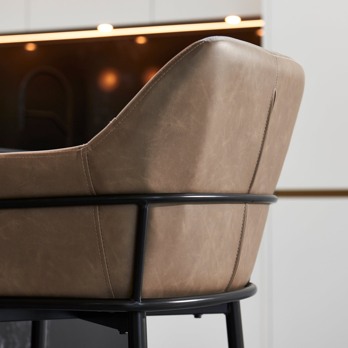 Reagan Almond Brown Bar Stool - Metal Legs - Laura James