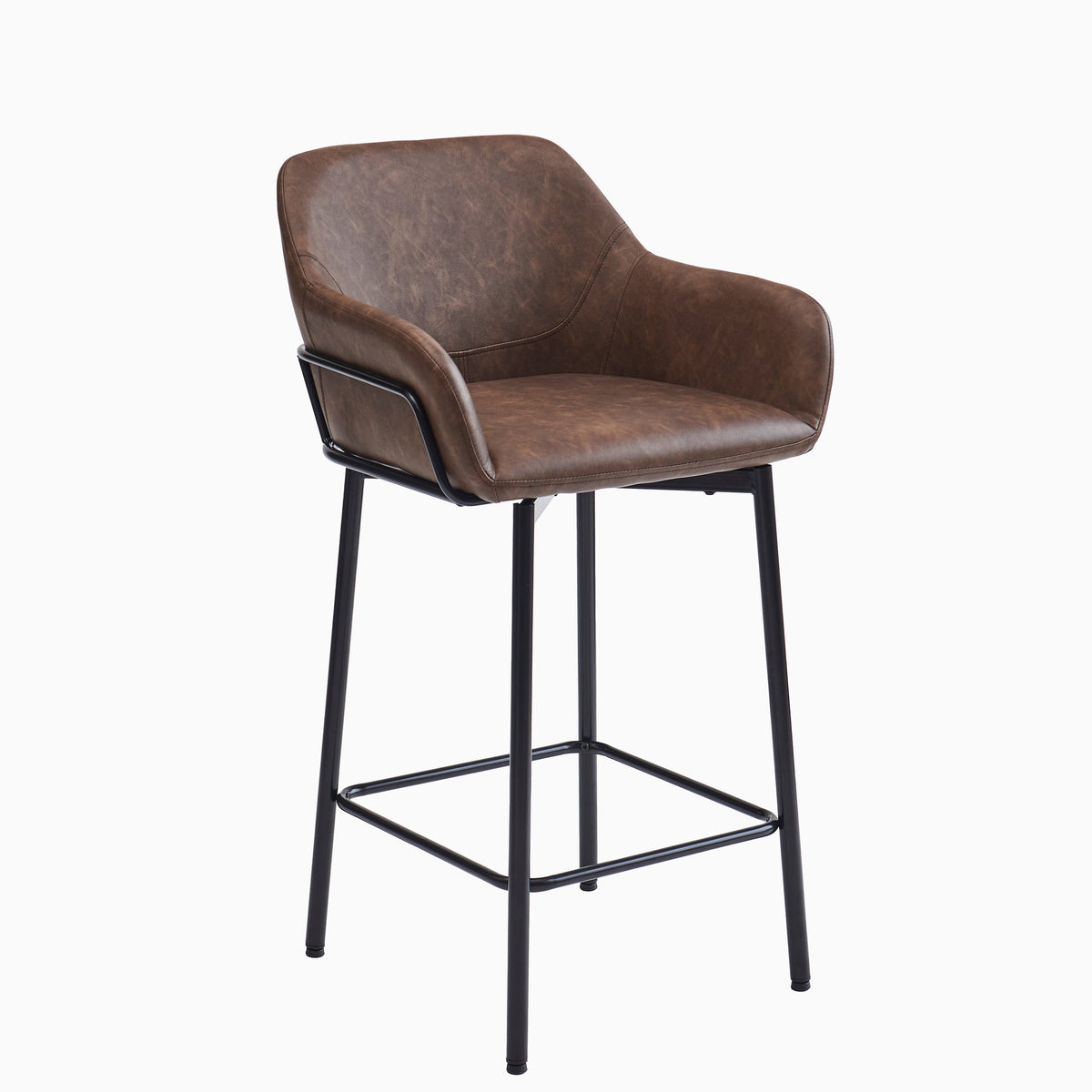 Reagan Saddle Brown Bar Stool - Metal Legs - lAURA JAMES