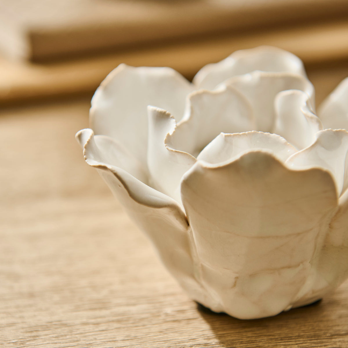Salema 11cm Ceramic Flower Ornament - Off White