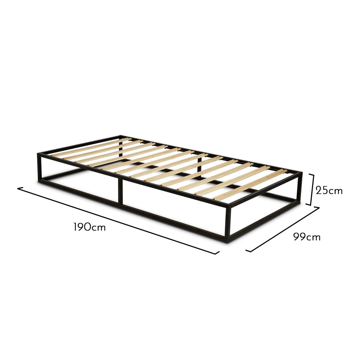 Indy Single Platform Bed - Black Metal - Laura James