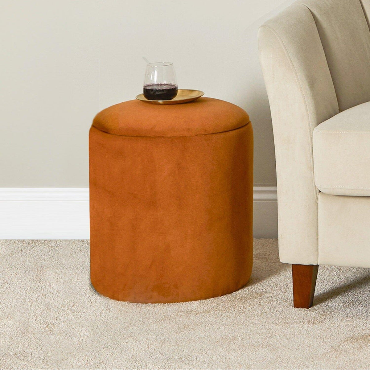 Abigail Drum Stool - Burnt Orange - Laura James