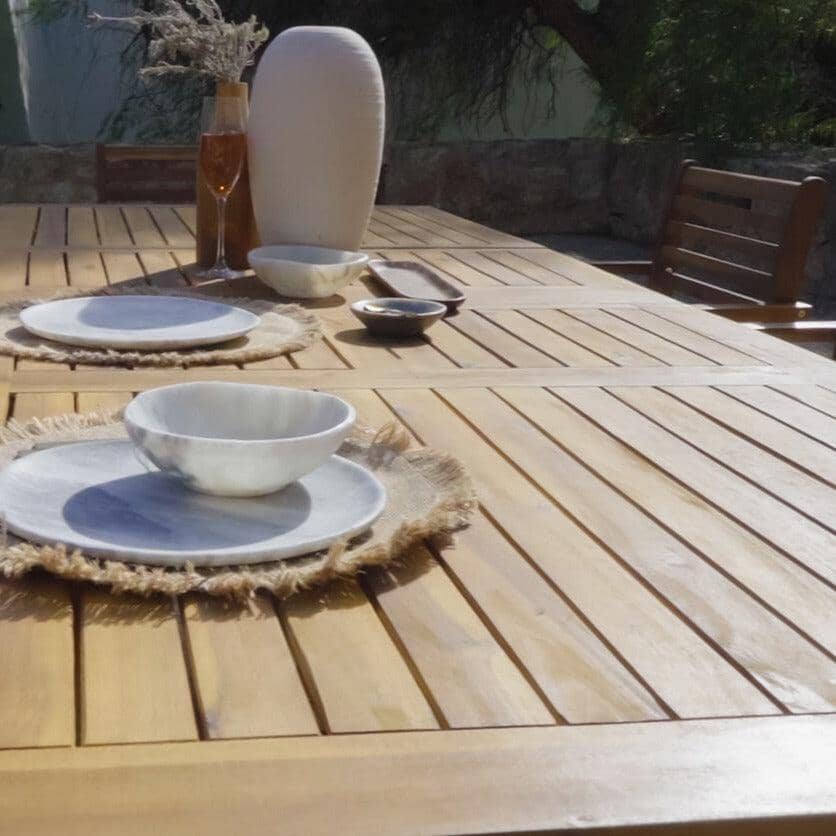 Aspen 6 Seater Wooden Extendable Garden Dining Set with Cushions - Cream Parasol