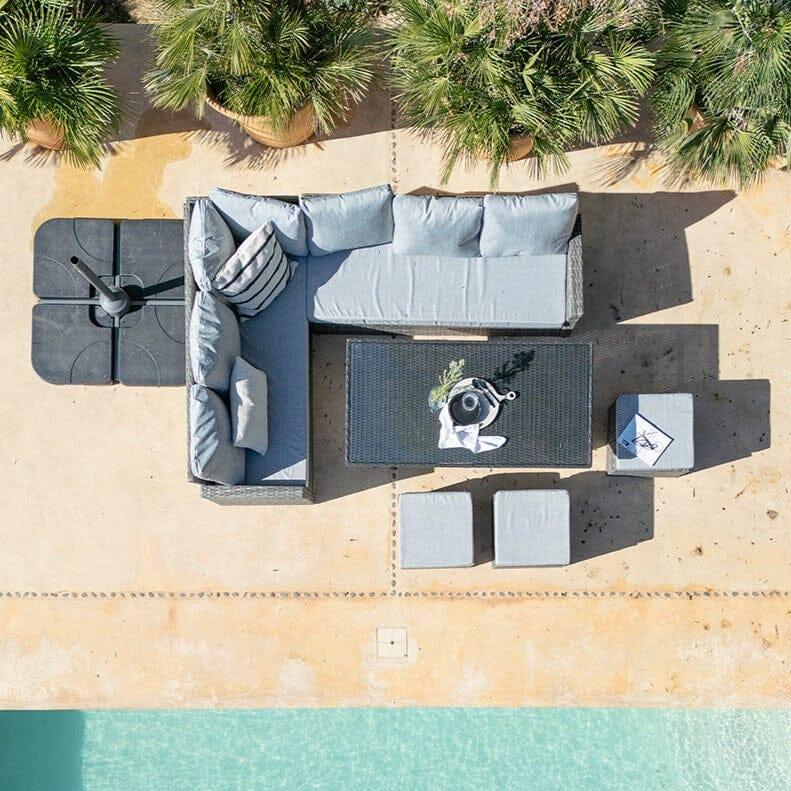 9 Seater Rattan Outdoor Corner Sofa Set - Grey Weave - Laura James