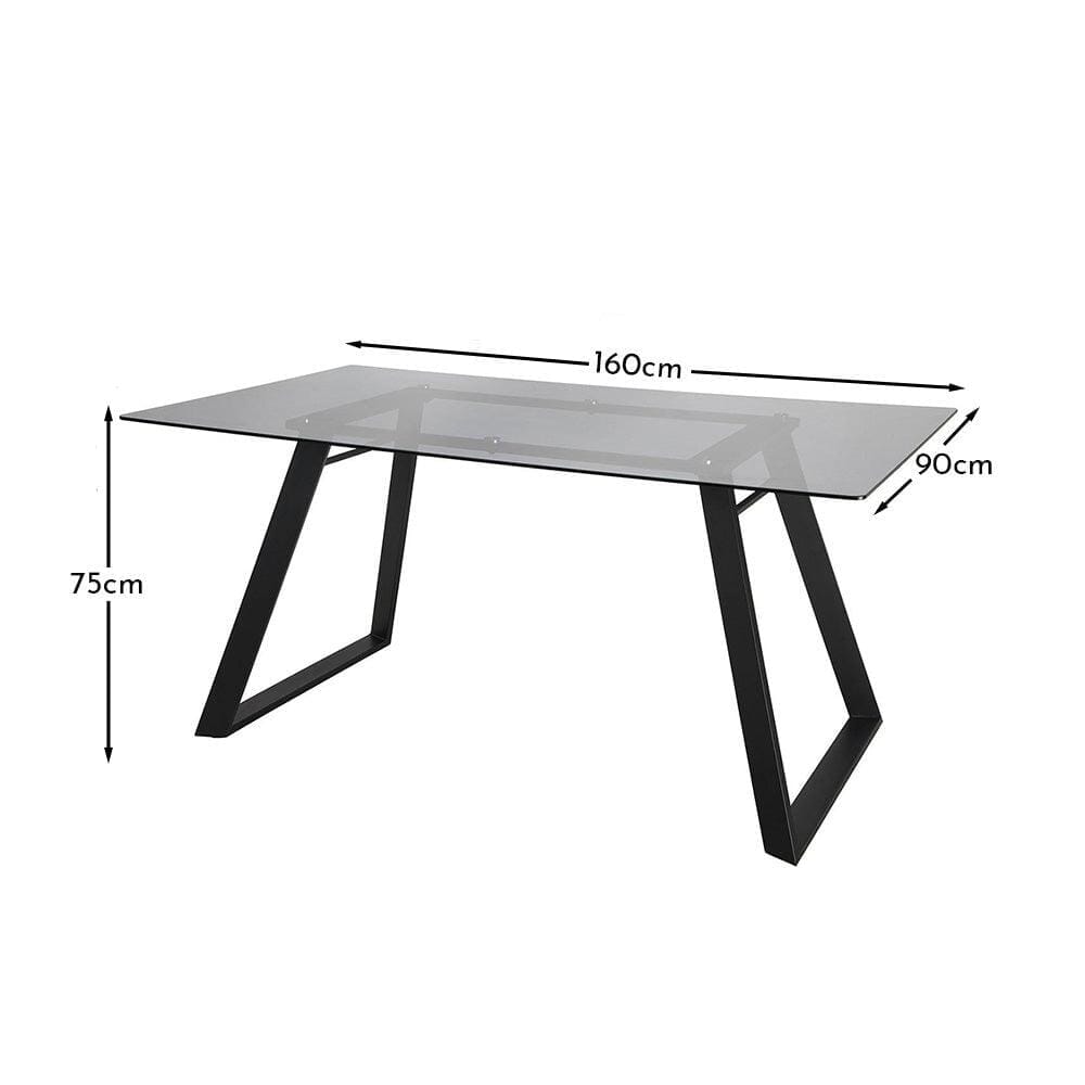 Atlas Smoked Glass Dining Table - Metal Legs