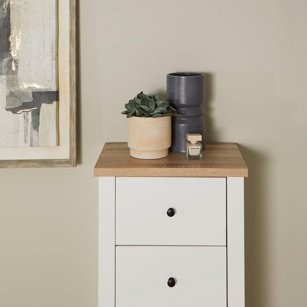 Bampton 5 Drawer Tallboy - Alabaster White - Laura James