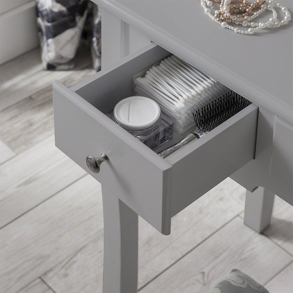 Capri Grey Dressing Table, Stool & Mirror Set - Laura James