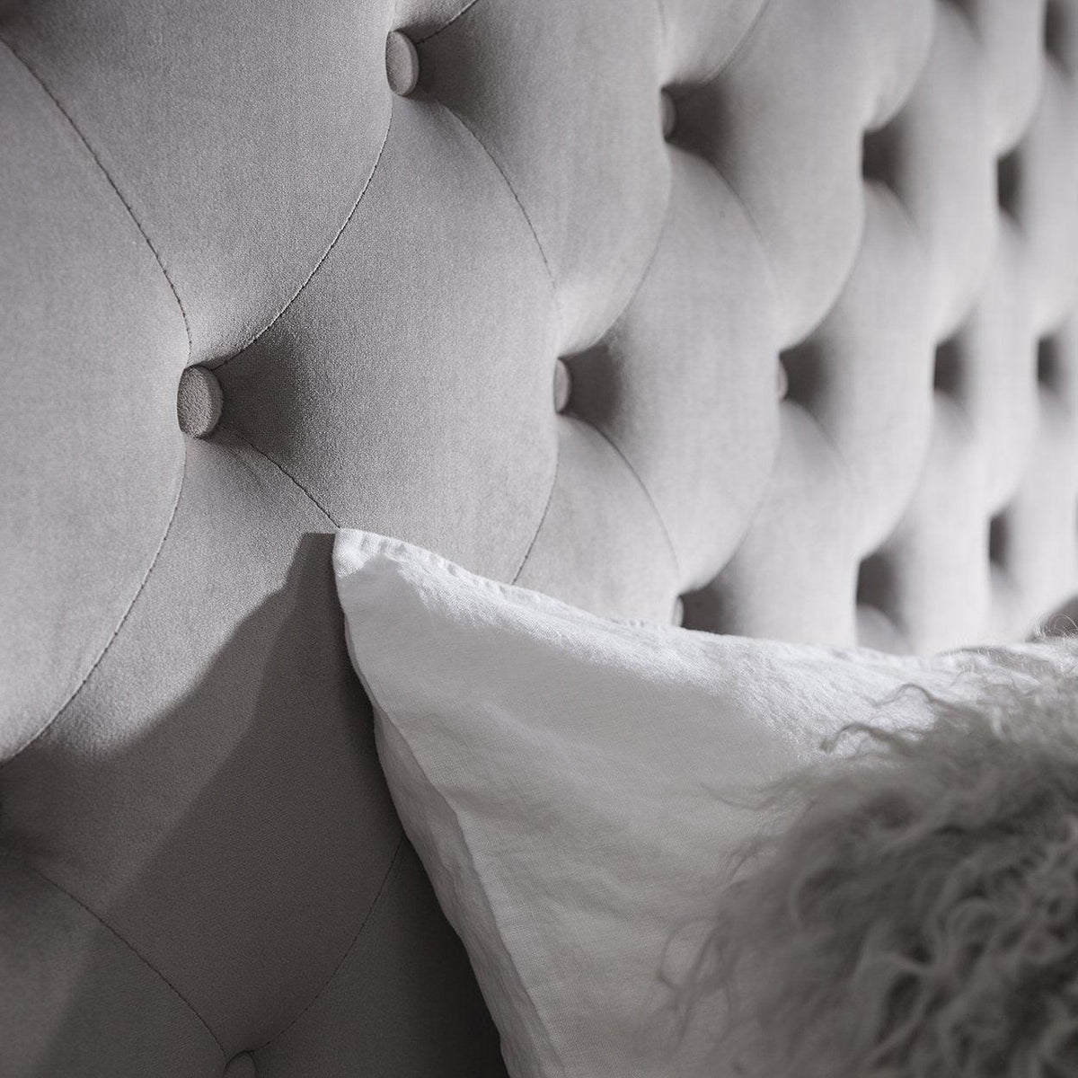 King Size Grey Fabric Bed Frame - Laura James