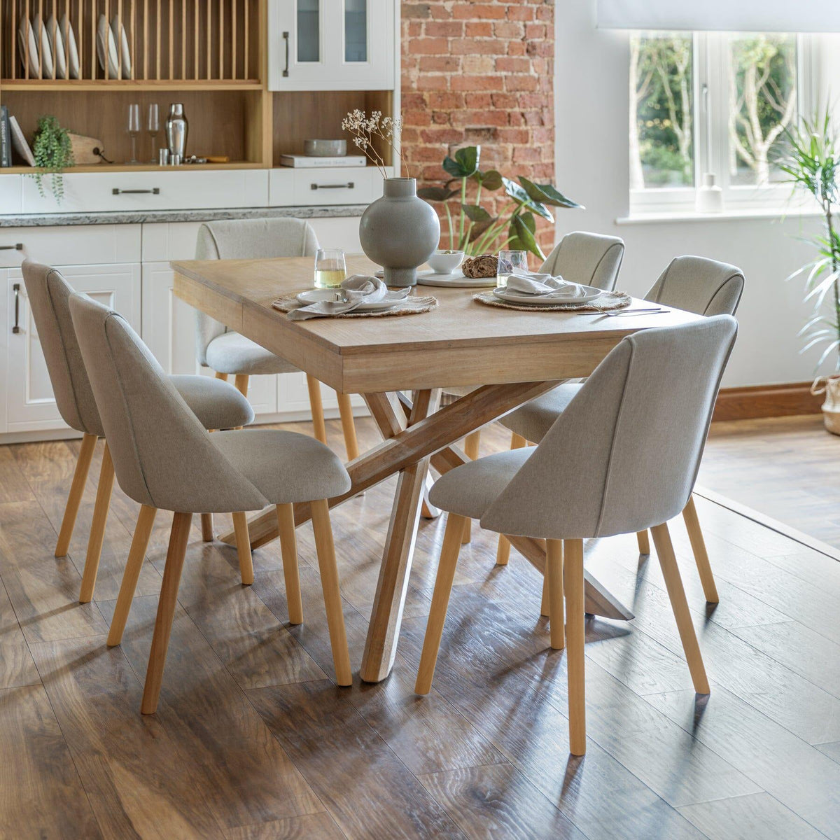 Freya Sand Dining Chairs - Set of 2 - Pale Oak Legs - Laura James