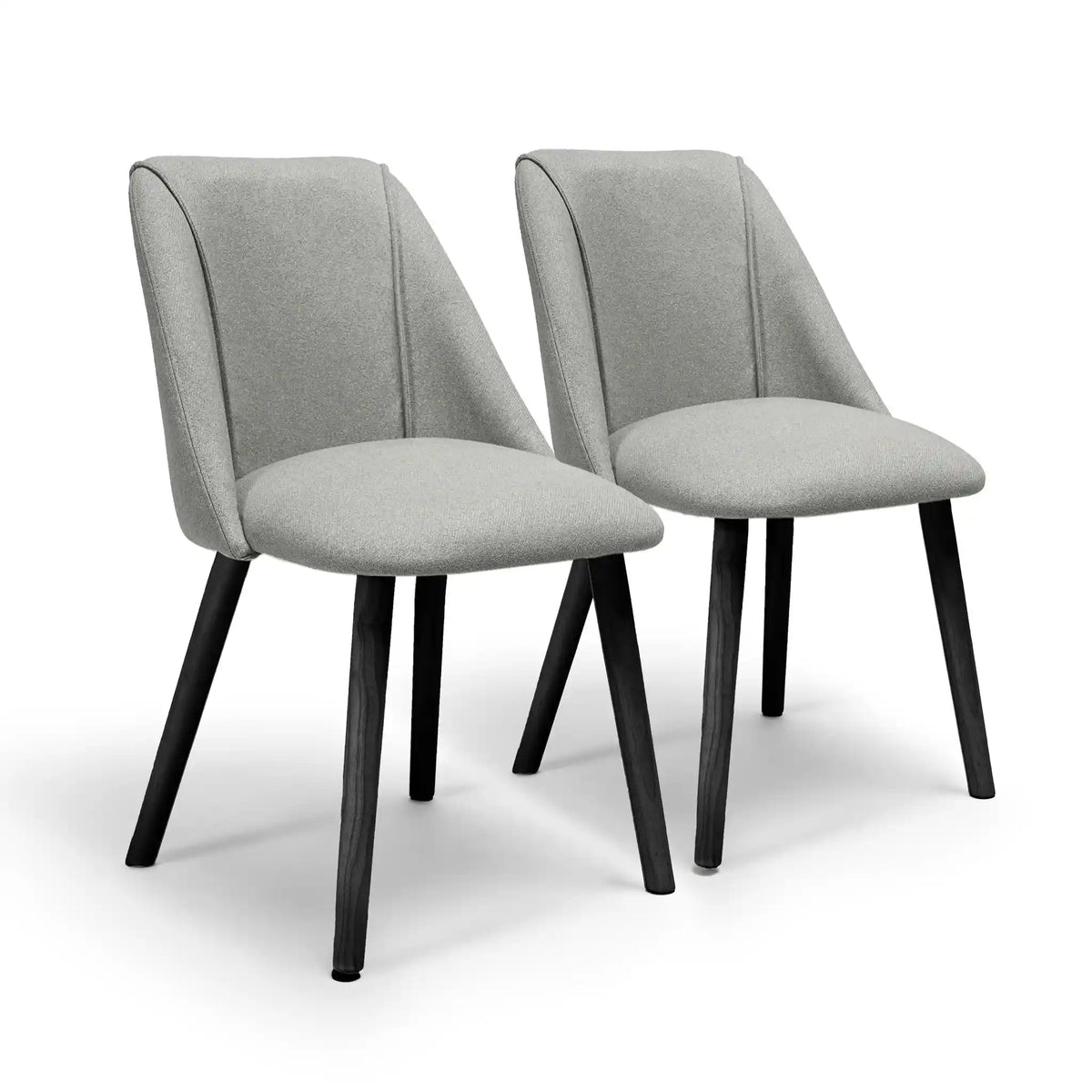 Freya Fossil Twill Dining Chair - Set Of 2 - Black Oak Legs - Laura James
