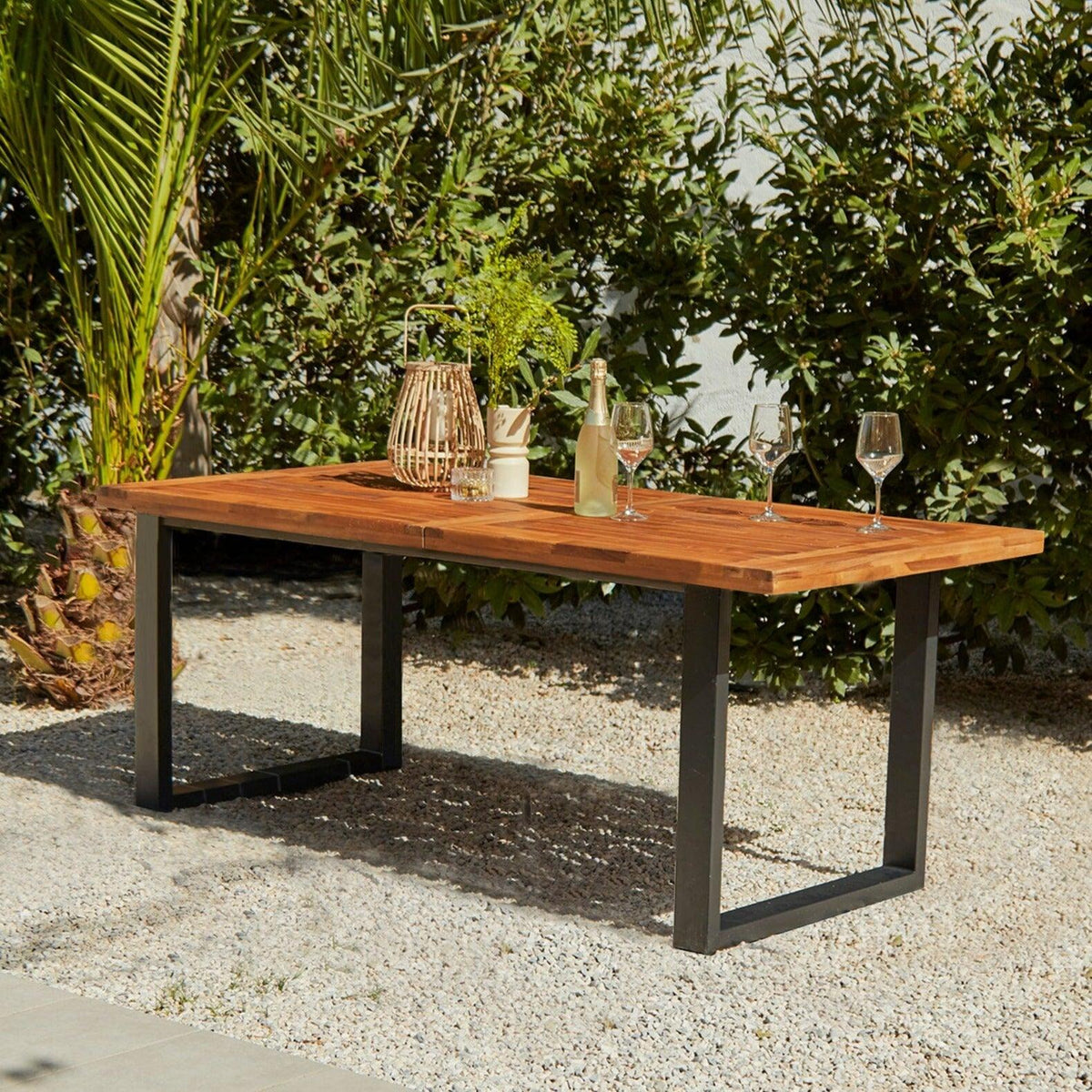 Hali 6 Seater Steel Acacia Top Dining Table 175cm - Laura James