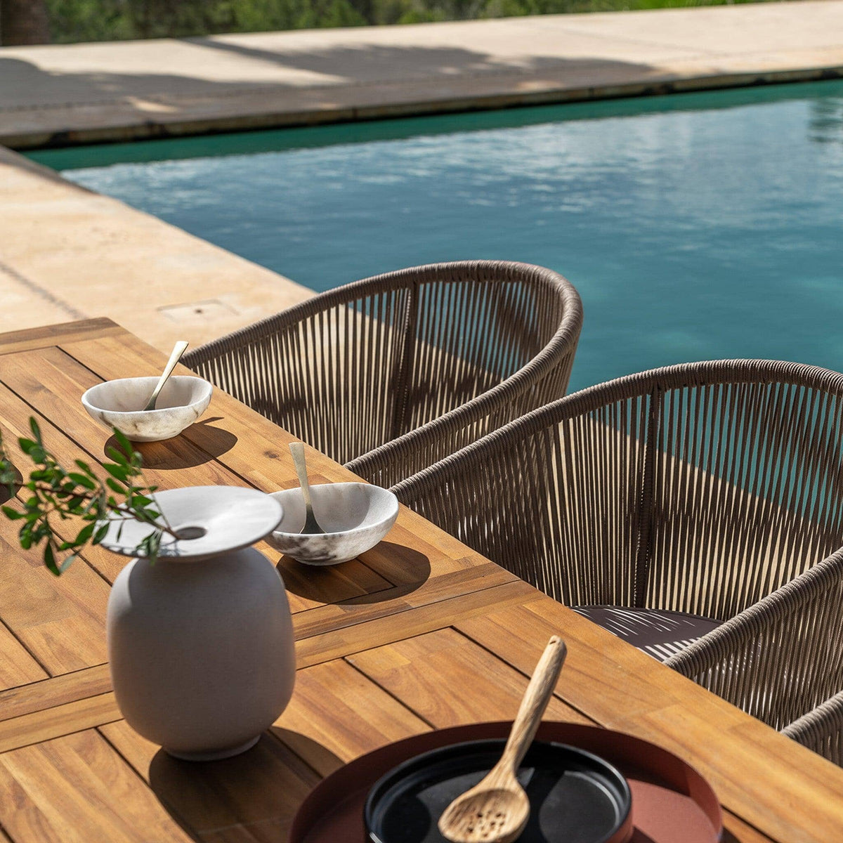 Hali 4 Seater Outdoor Dining Set with Hali Natural Chairs - 175cm