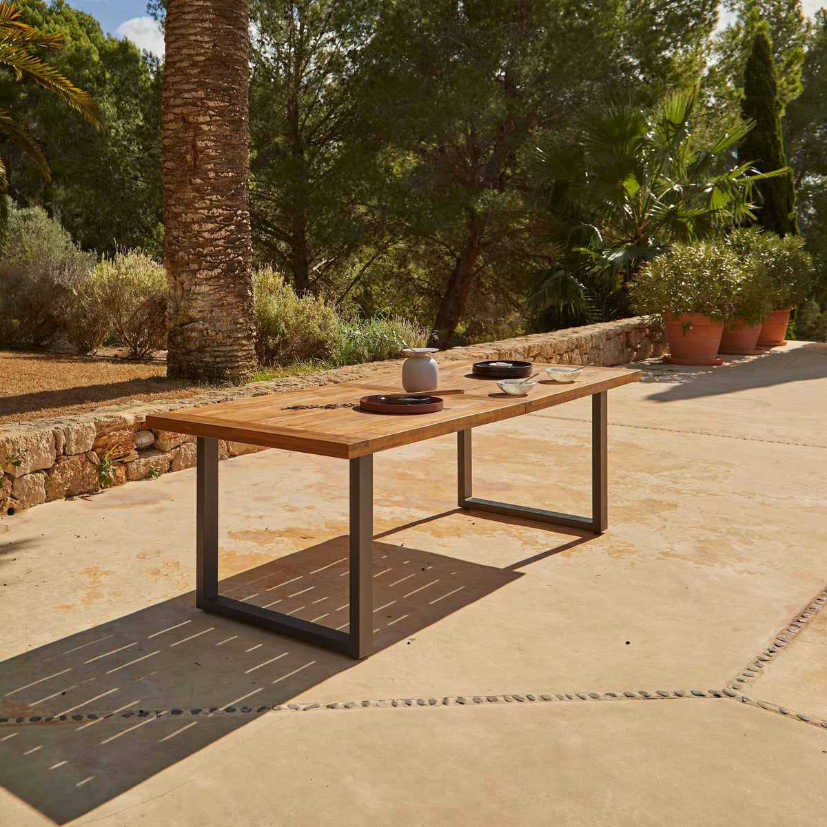 Hali 6 Seater Wooden Outdoor Dining Set with Hali Black Chairs - 235cm