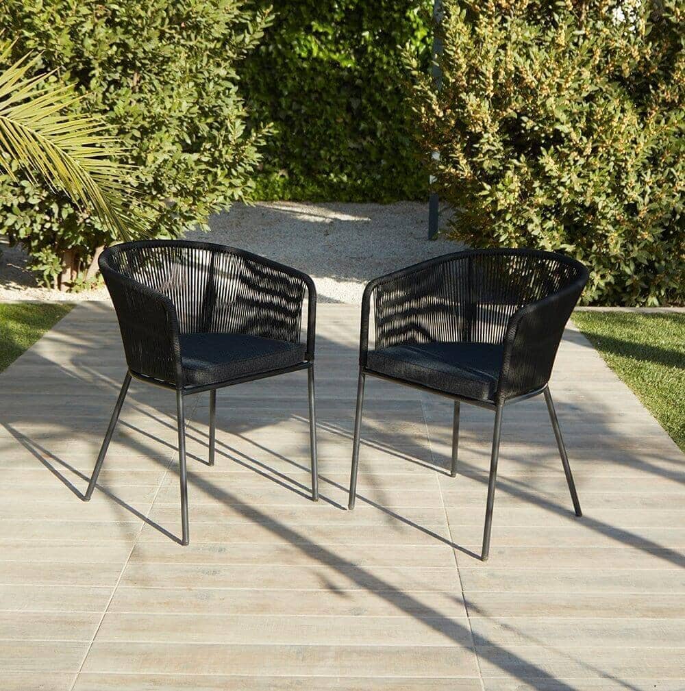 Hali 6 Seater Wooden Outdoor Dining Set with Hali Black Chairs - 235cm