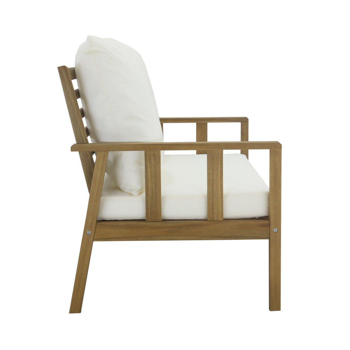 Harrelson Outdoor Wooden Double Sofa Set with 2 Armchairs & Cream LED Parasol - Laura James
