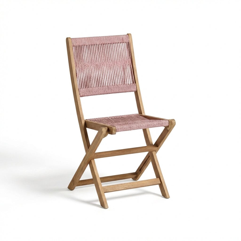 Cove White Acacia Garden Chair - Set of 2 - Mottled Pink Rope - Laura James