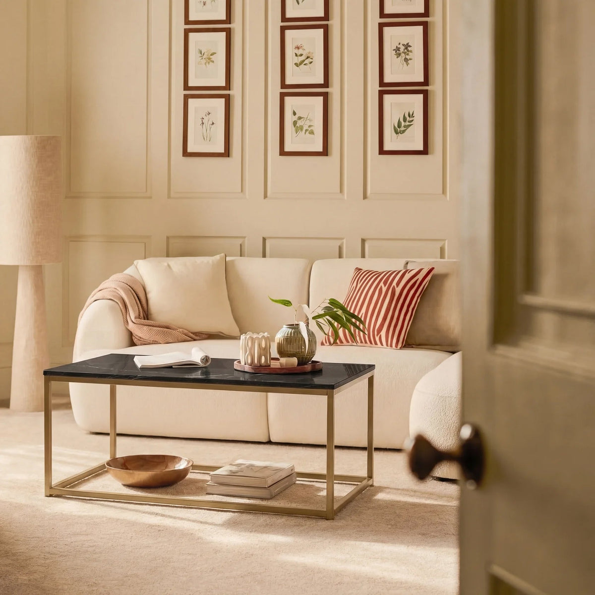 Nara Black Marble Coffee Table - Gold Frame - Laura James