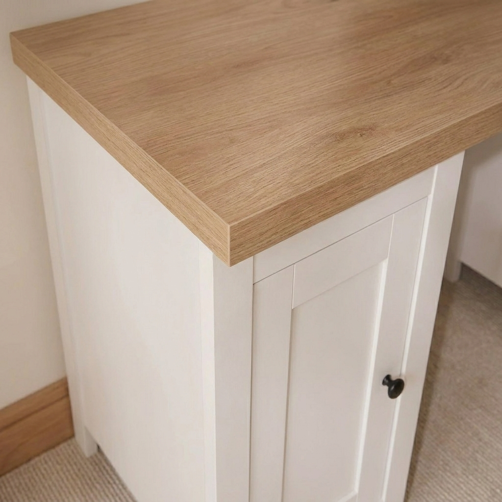 Bampton 3 Drawer Desk - Alabaster White - Laura James