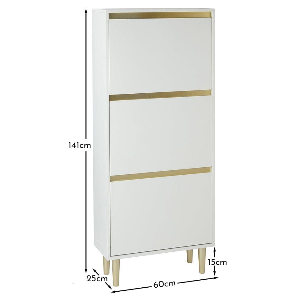 Outlet - Iliana Shoe Cabinet - 3 Door - White