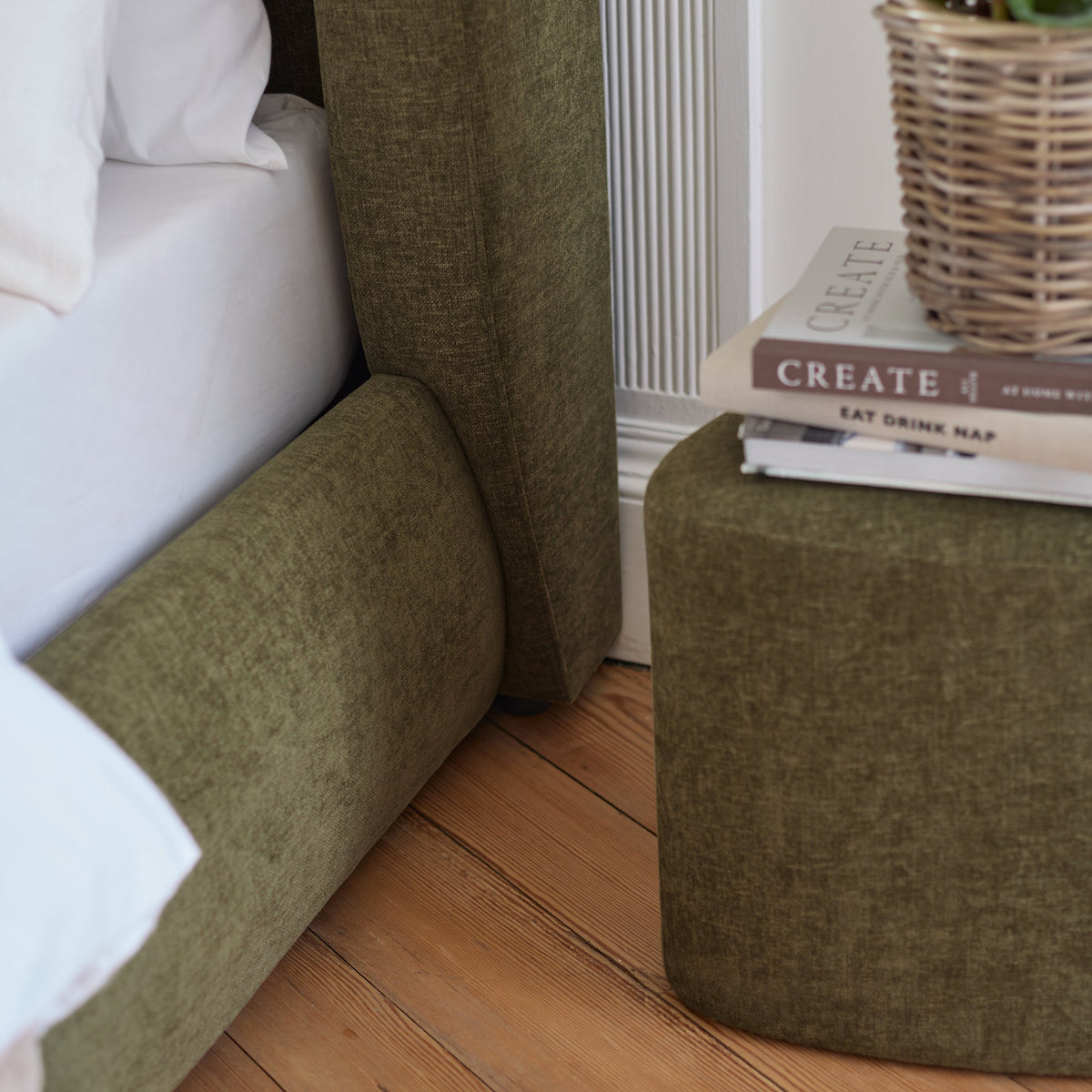 Hannah King Ottoman Bed - Moss Green - Laura James
