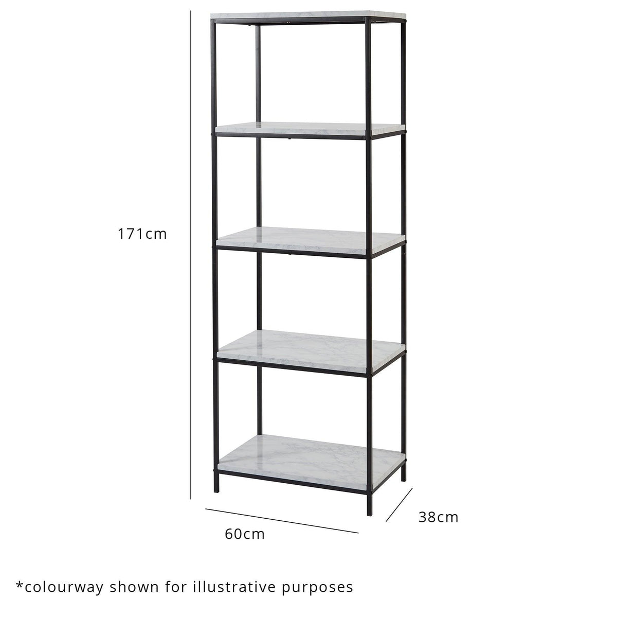 Jay Marble and Gold Tall Bookcase