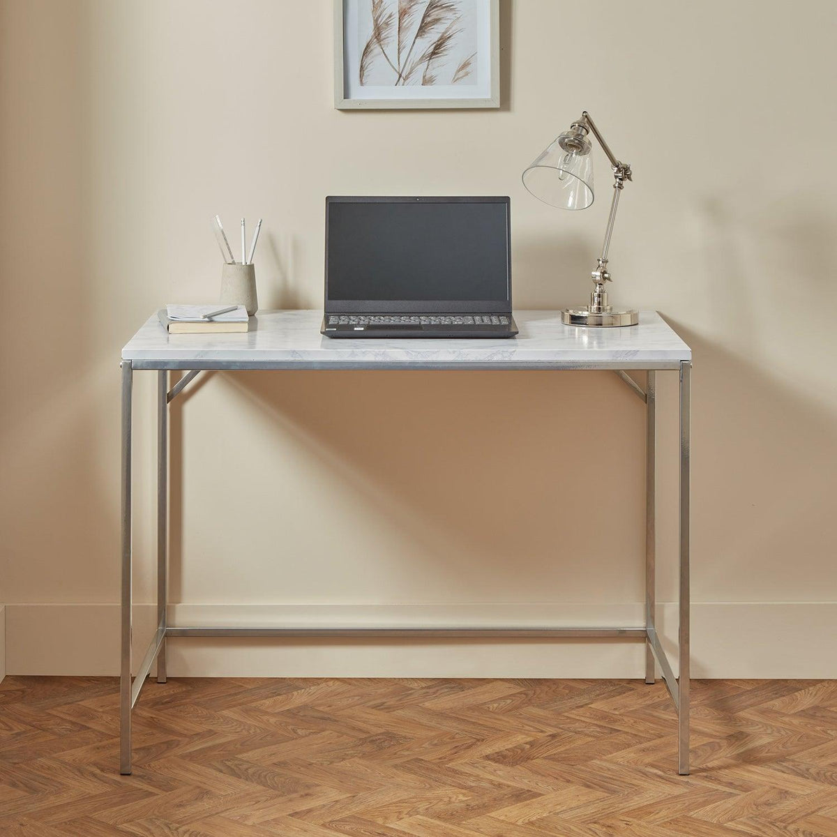 Jay desk - marble effect and chrome - Laura James