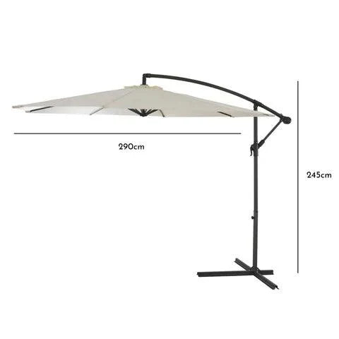 Lennox Table with 8 Oliver Dining Chairs with Cream Lean Over Parasol