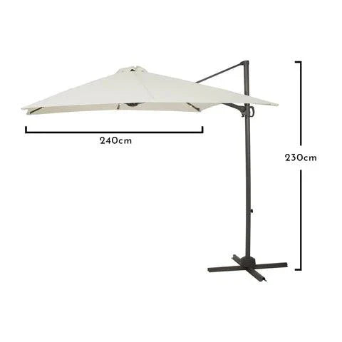 Lennox Table with 8 Oliver Dining Chairs with Cream LED Premium Parasol