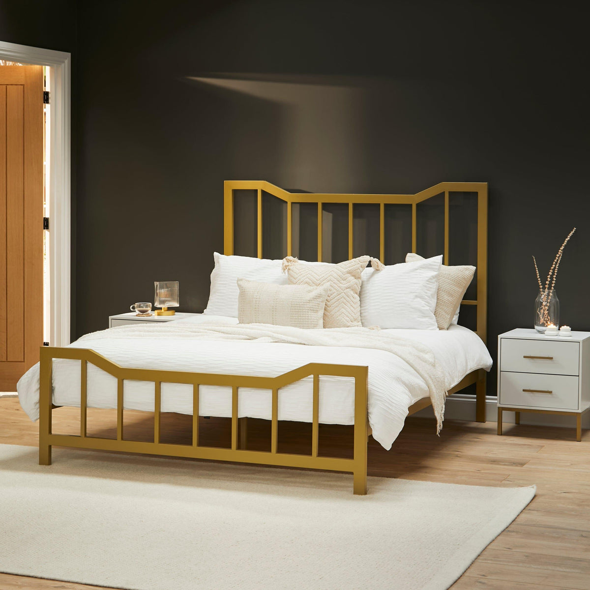 Marie Double Size Bed - Gold Metal - Laura James